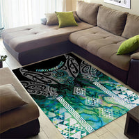 Aotearoa Maori Iwi Heritage Area Rug Ngati Kahungunu Paua Shell Turquoise