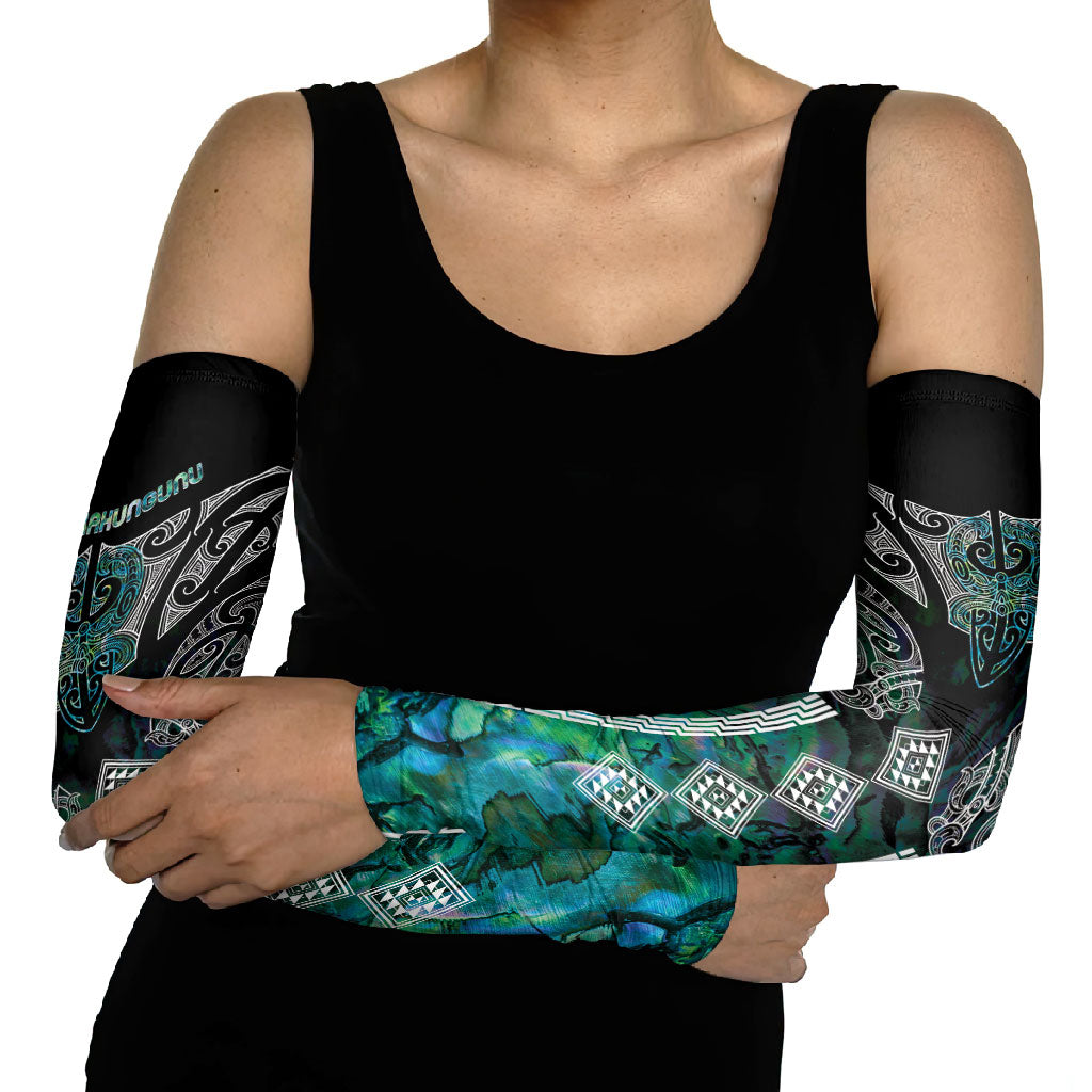 Aotearoa Maori Iwi Heritage Arm Sleeves Ngati Kahungunu Paua Shell Turquoise
