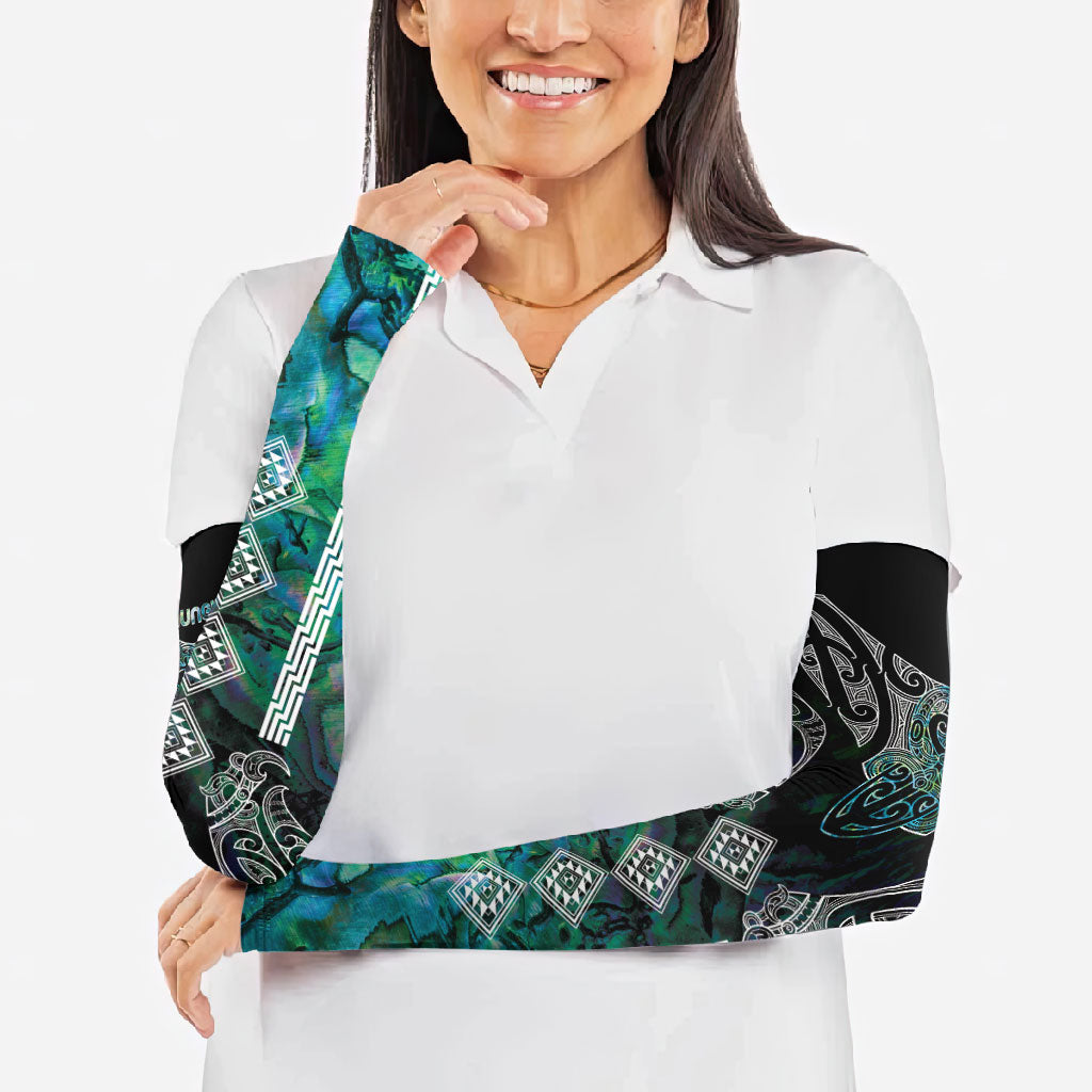 Aotearoa Maori Iwi Heritage Arm Sleeves Ngati Kahungunu Paua Shell Turquoise
