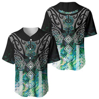 Aotearoa Maori Iwi Heritage Baseball Jersey Ngati Kahungunu Paua Shell Turquoise