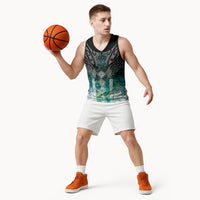 Aotearoa Maori Iwi Heritage Basketball Jersey Ngati Kahungunu Paua Shell Turquoise