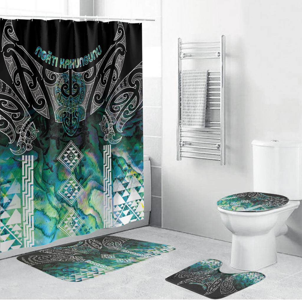 Aotearoa Maori Iwi Heritage Bathroom Set Ngati Kahungunu Paua Shell Turquoise