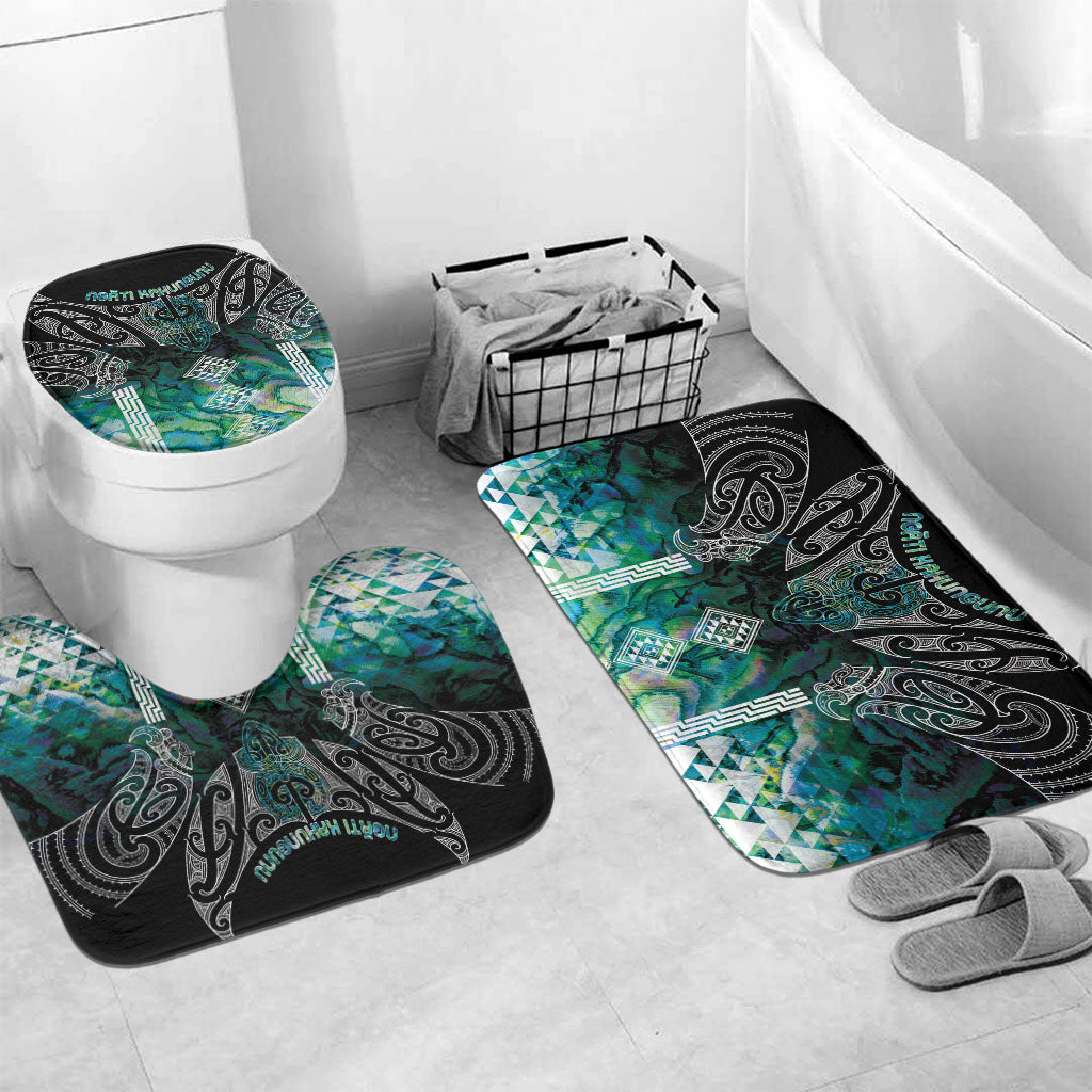 Aotearoa Maori Iwi Heritage Bathroom Set Ngati Kahungunu Paua Shell Turquoise