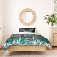 Aotearoa Maori Iwi Heritage Bedding Set Ngati Kahungunu Paua Shell Turquoise