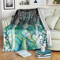 Aotearoa Maori Iwi Heritage Blanket Ngati Kahungunu Paua Shell Turquoise