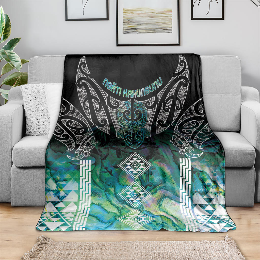 Aotearoa Maori Iwi Heritage Blanket Ngati Kahungunu Paua Shell Turquoise