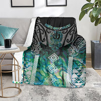 Aotearoa Maori Iwi Heritage Blanket Ngati Kahungunu Paua Shell Turquoise