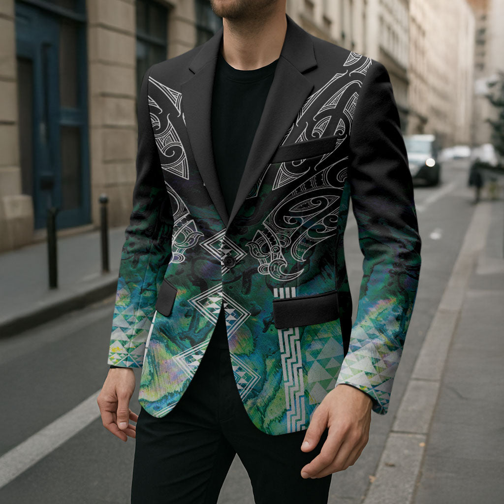 Aotearoa Maori Iwi Heritage Blazer Ngati Kahungunu Paua Shell Turquoise