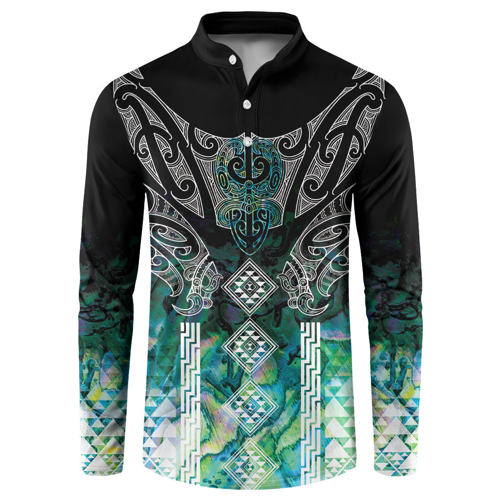 Aotearoa Maori Iwi Heritage Button Sweatshirt Ngati Kahungunu Paua Shell Turquoise