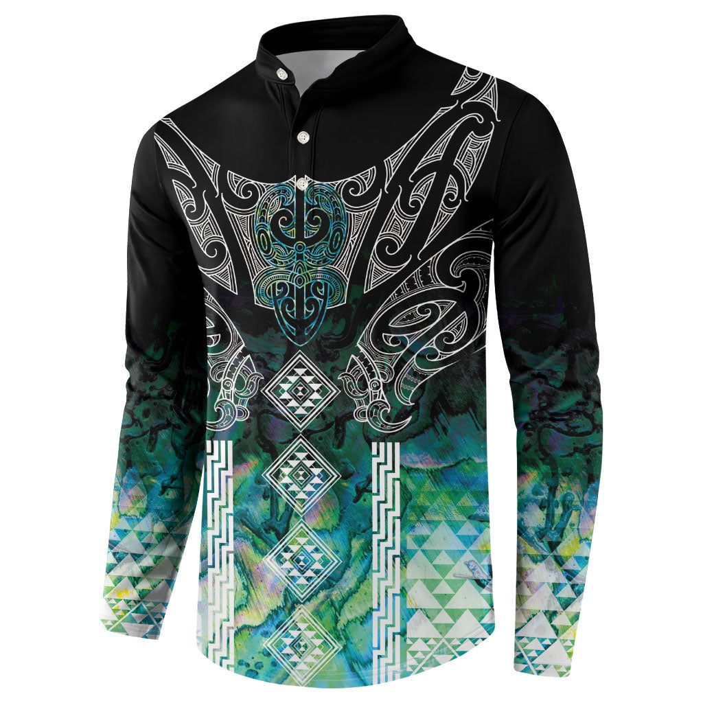 Aotearoa Maori Iwi Heritage Button Sweatshirt Ngati Kahungunu Paua Shell Turquoise