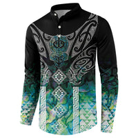 Aotearoa Maori Iwi Heritage Button Sweatshirt Ngati Kahungunu Paua Shell Turquoise