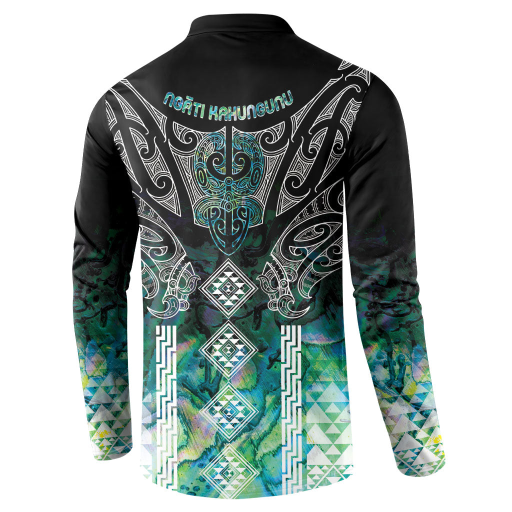Aotearoa Maori Iwi Heritage Button Sweatshirt Ngati Kahungunu Paua Shell Turquoise
