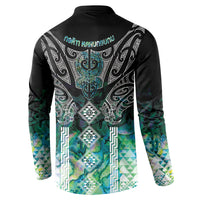 Aotearoa Maori Iwi Heritage Button Sweatshirt Ngati Kahungunu Paua Shell Turquoise