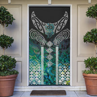 Aotearoa Maori Iwi Heritage Door Cover Ngati Kahungunu Paua Shell Turquoise