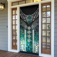 Aotearoa Maori Iwi Heritage Door Cover Ngati Kahungunu Paua Shell Turquoise
