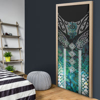 Aotearoa Maori Iwi Heritage Door Cover Ngati Kahungunu Paua Shell Turquoise