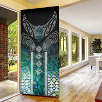 Aotearoa Maori Iwi Heritage Door Cover Ngati Kahungunu Paua Shell Turquoise