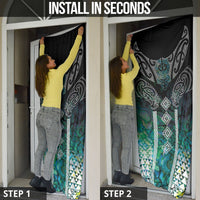 Aotearoa Maori Iwi Heritage Door Cover Ngati Kahungunu Paua Shell Turquoise