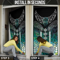 Aotearoa Maori Iwi Heritage Door Cover Ngati Kahungunu Paua Shell Turquoise
