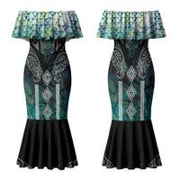 Aotearoa Maori Iwi Heritage Family Matching Mermaid Dress and Hawaiian Shirt Ngati Kahungunu Paua Shell Turquoise