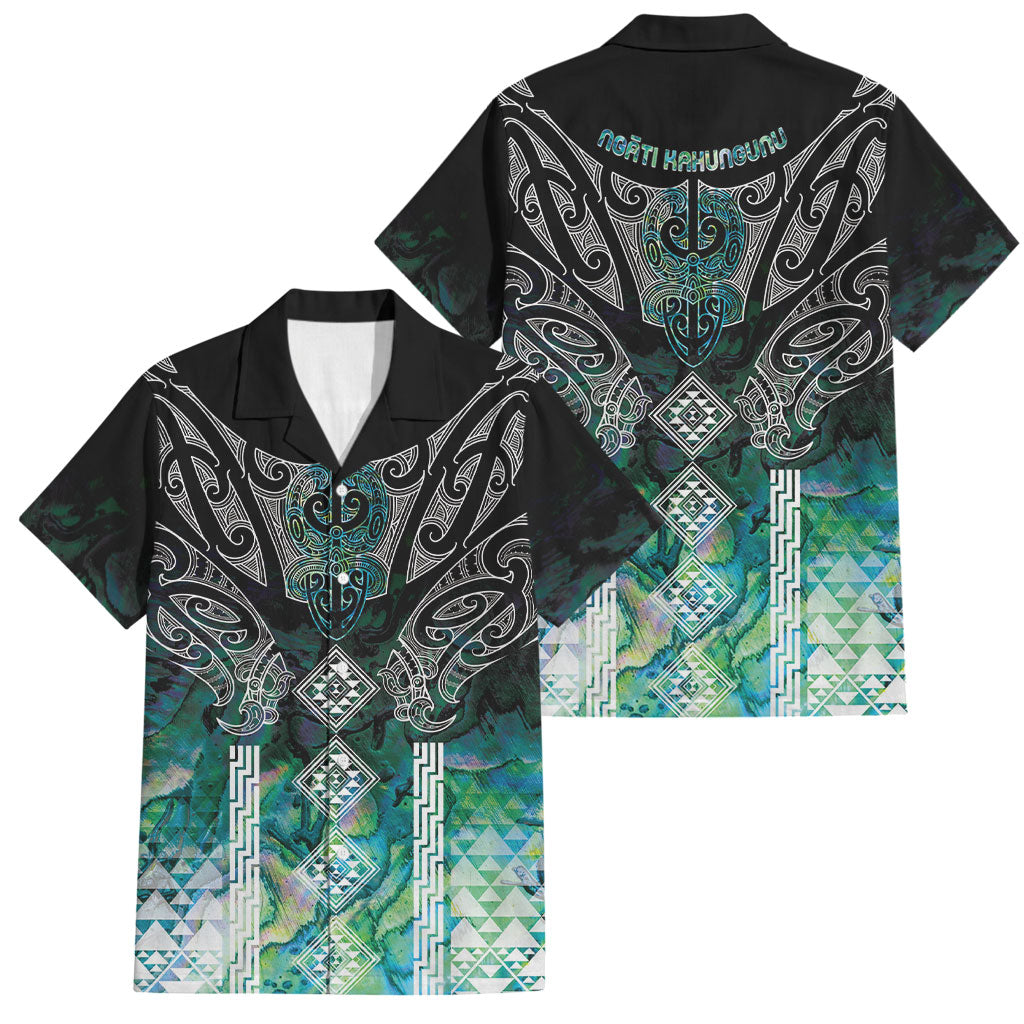Aotearoa Maori Iwi Heritage Family Matching Tank Maxi Dress and Hawaiian Shirt Ngati Kahungunu Paua Shell Turquoise