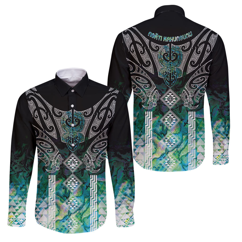 Aotearoa Maori Iwi Heritage Family Matching Tank Maxi Dress and Hawaiian Shirt Ngati Kahungunu Paua Shell Turquoise