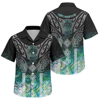 Aotearoa Maori Iwi Heritage Family Matching Tank Maxi Dress and Hawaiian Shirt Ngati Kahungunu Paua Shell Turquoise