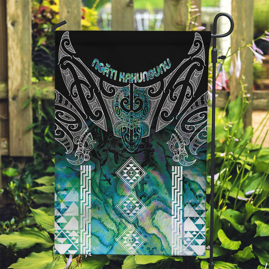 Aotearoa Maori Iwi Heritage Garden Flag Ngati Kahungunu Paua Shell Turquoise