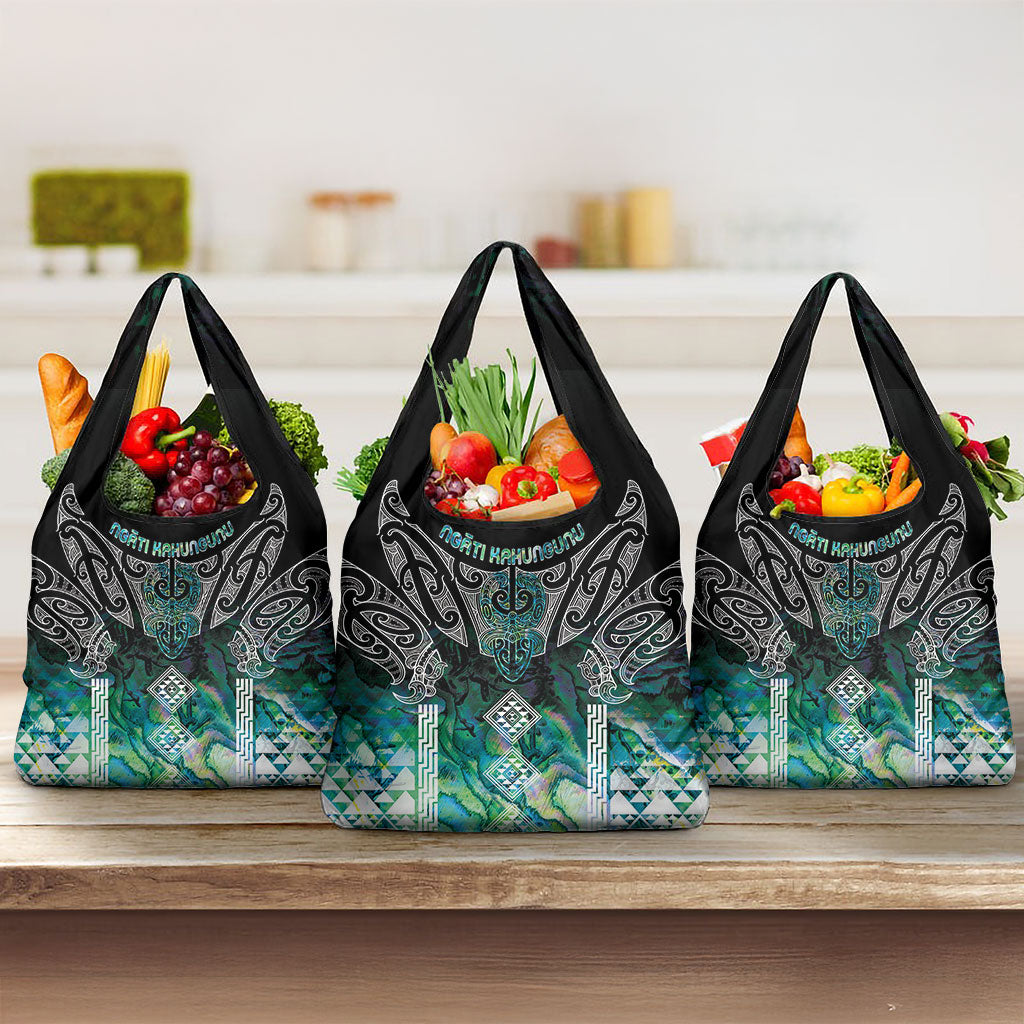 Aotearoa Maori Iwi Heritage Grocery Bag Ngati Kahungunu Paua Shell Turquoise