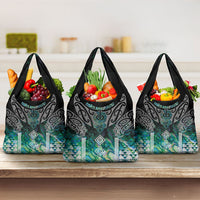 Aotearoa Maori Iwi Heritage Grocery Bag Ngati Kahungunu Paua Shell Turquoise