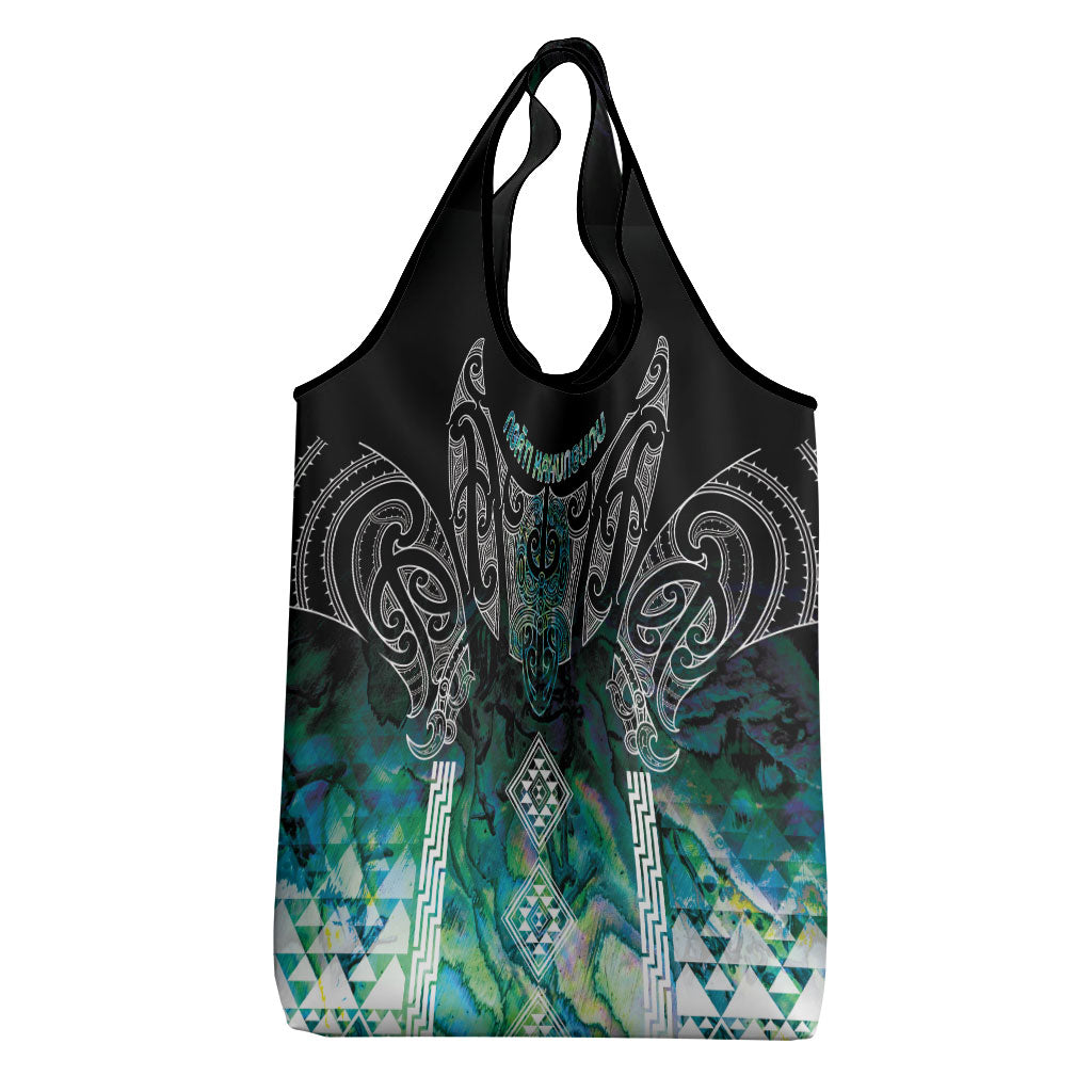 Aotearoa Maori Iwi Heritage Grocery Bag Ngati Kahungunu Paua Shell Turquoise