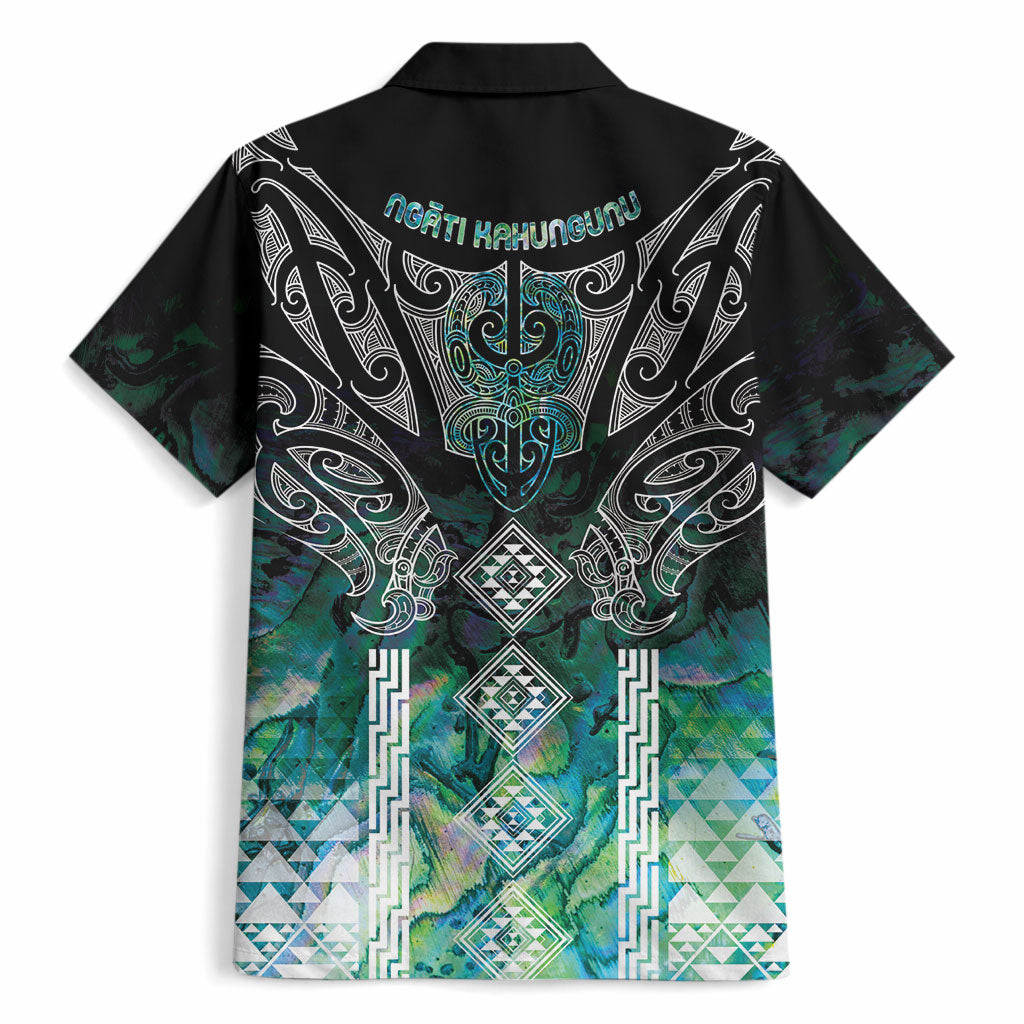 Aotearoa Maori Iwi Heritage Hawaiian Shirt Ngati Kahungunu Paua Shell Turquoise