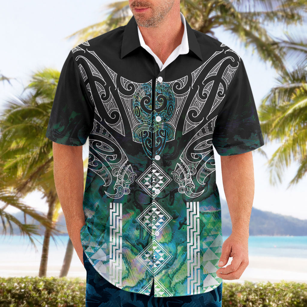 Aotearoa Maori Iwi Heritage Hawaiian Shirt Ngati Kahungunu Paua Shell Turquoise