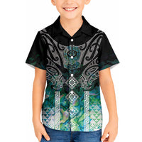 Aotearoa Maori Iwi Heritage Hawaiian Shirt Ngati Kahungunu Paua Shell Turquoise