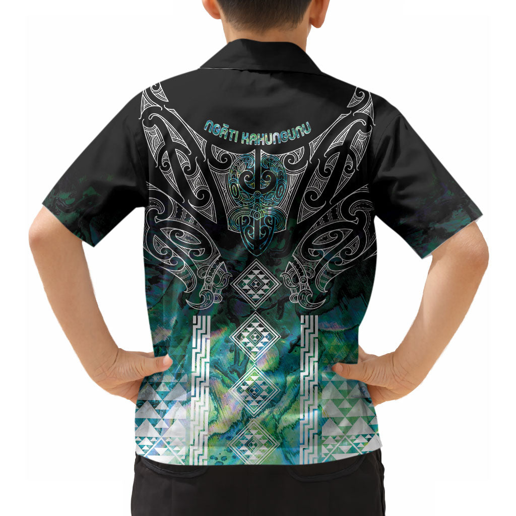Aotearoa Maori Iwi Heritage Hawaiian Shirt Ngati Kahungunu Paua Shell Turquoise