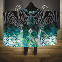Aotearoa Maori Iwi Heritage Hooded Blanket Ngati Kahungunu Paua Shell Turquoise