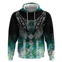 Aotearoa Maori Iwi Heritage Hoodie Ngati Kahungunu Paua Shell Turquoise