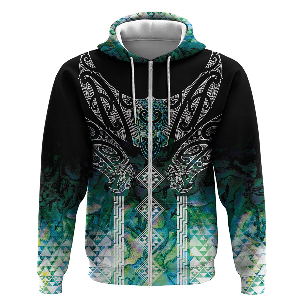 Aotearoa Maori Iwi Heritage Hoodie Ngati Kahungunu Paua Shell Turquoise