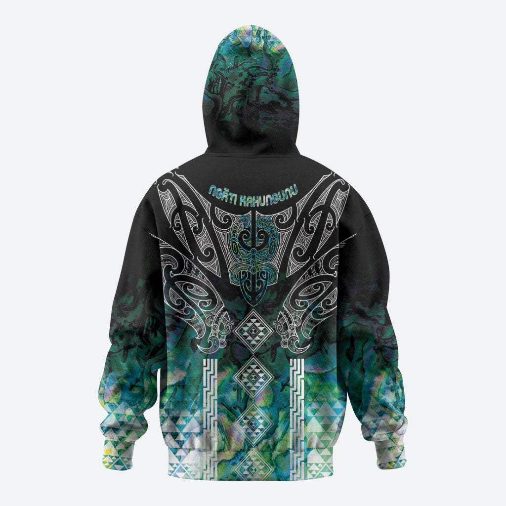 Aotearoa Maori Iwi Heritage Hoodie Ngati Kahungunu Paua Shell Turquoise