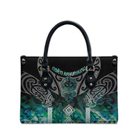 Aotearoa Maori Iwi Heritage Leather Bag Ngati Kahungunu Paua Shell Turquoise