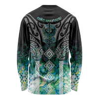 Aotearoa Maori Iwi Heritage Long Sleeve Shirt Ngati Kahungunu Paua Shell Turquoise