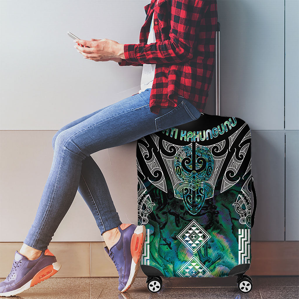 Aotearoa Maori Iwi Heritage Luggage Cover Ngati Kahungunu Paua Shell Turquoise