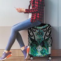Aotearoa Maori Iwi Heritage Luggage Cover Ngati Kahungunu Paua Shell Turquoise