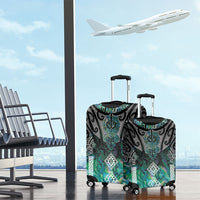 Aotearoa Maori Iwi Heritage Luggage Cover Ngati Kahungunu Paua Shell Turquoise