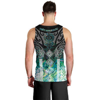 Aotearoa Maori Iwi Heritage Men Tank Top Ngati Kahungunu Paua Shell Turquoise