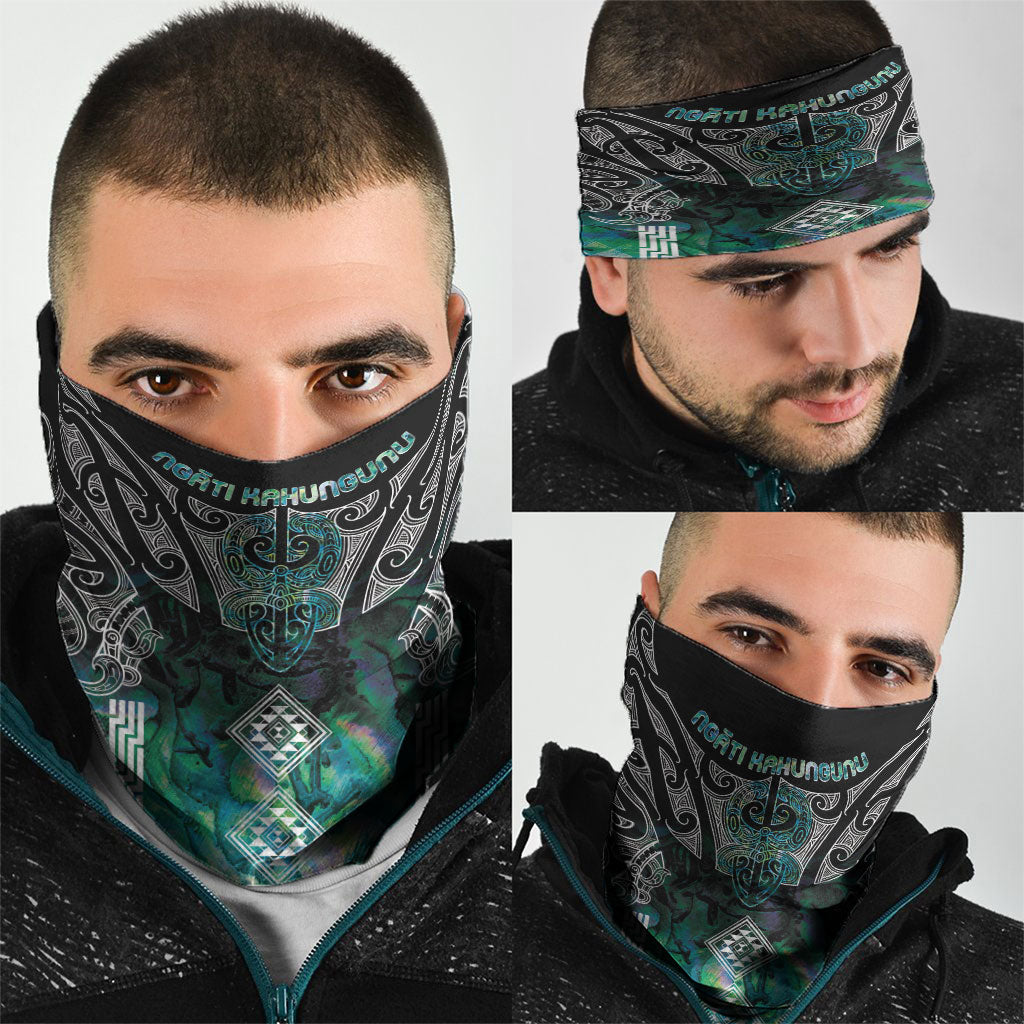 Aotearoa Maori Iwi Heritage Neck Gaiter Ngati Kahungunu Paua Shell Turquoise