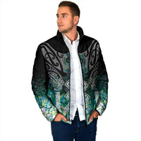 Aotearoa Maori Iwi Heritage Padded Jacket Ngati Kahungunu Paua Shell Turquoise