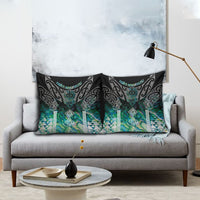 Aotearoa Maori Iwi Heritage Pillow Cover Ngati Kahungunu Paua Shell Turquoise