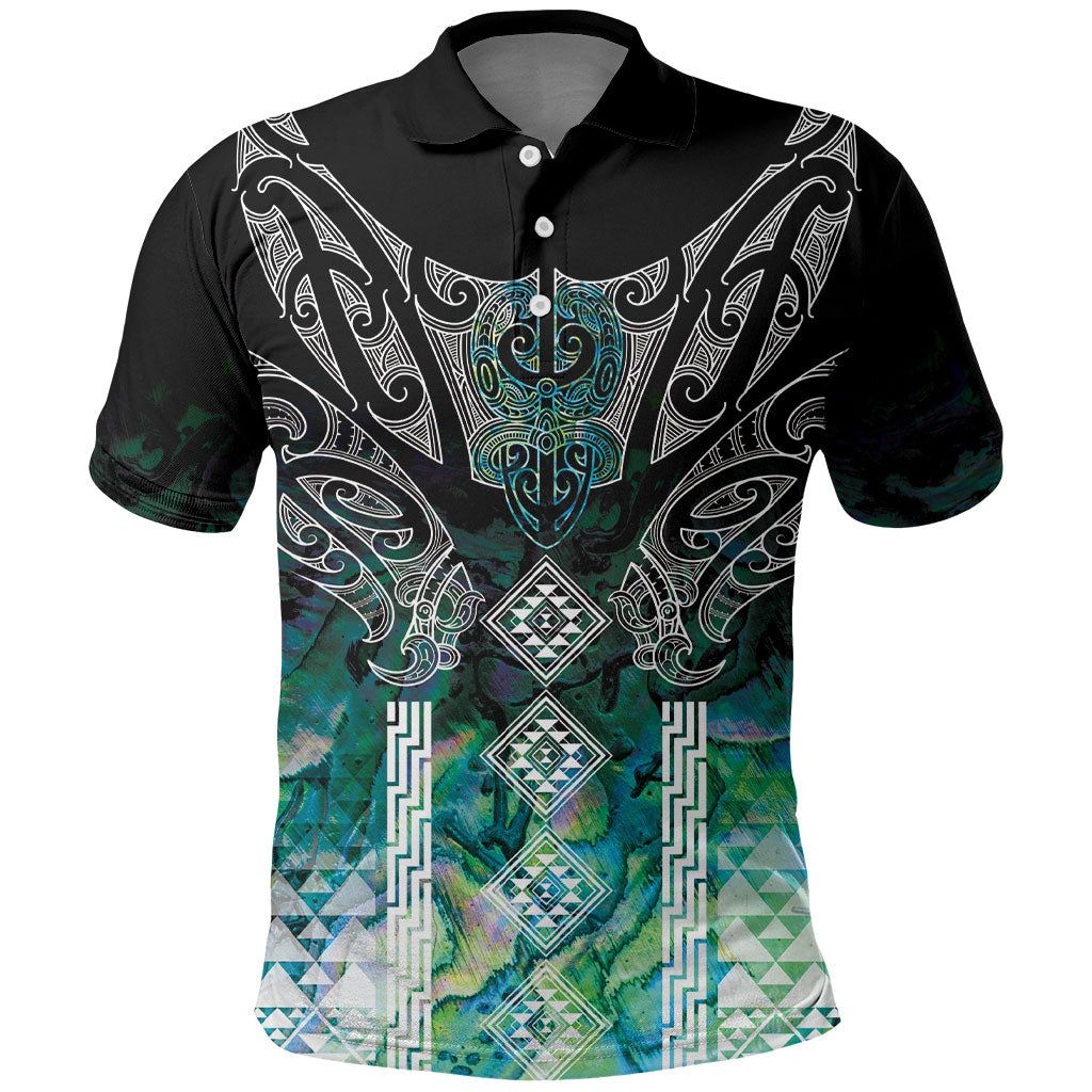 Aotearoa Maori Iwi Heritage Polo Shirt Ngati Kahungunu Paua Shell Turquoise