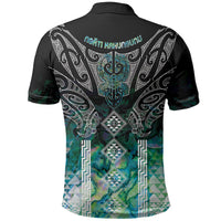 Aotearoa Maori Iwi Heritage Polo Shirt Ngati Kahungunu Paua Shell Turquoise